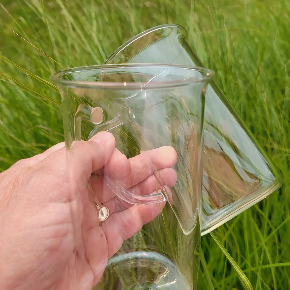 Clear Glass Coffeer Tea Mugs (2) ~ Y2K ~ Cappuccino ~ Iced Coffee ~ FINAL PRICE!